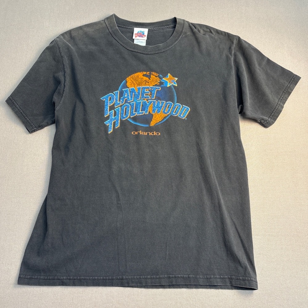Vintage Planet Hollywood Orlando T-Shirt Mens Large Black 1998 Graphic Tee
